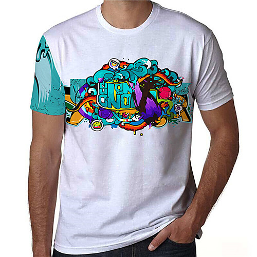 

Men's T shirt 3D Print Graphic Prints Rainbow Print Short Sleeve Daily Tops Casual Designer Big and Tall White
