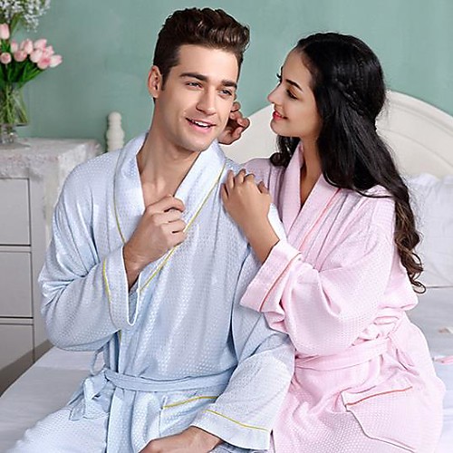 

Superior Quality Unisex BathRobe,Pink/Yellow/Blue 100% Bamboo Fiber Breathable Long Sleeve Nightgown Comfortable in Summer