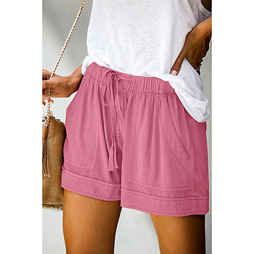 

Women's Sporty Basic Streetwear Comfort Breathable Outdoor Loose Daily Chinos Shorts Pajamas Pants Solid Colored Knee Length Drawstring Low Waist Blue Blushing Pink Green Gray