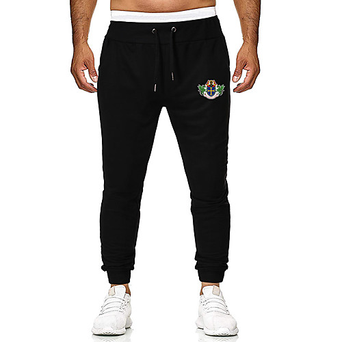 

Men's Casual / Sporty Sweatpants Outdoor Sports Daily Sports Pants Pants Graphic Full Length Drawstring Pocket Print Light Grey