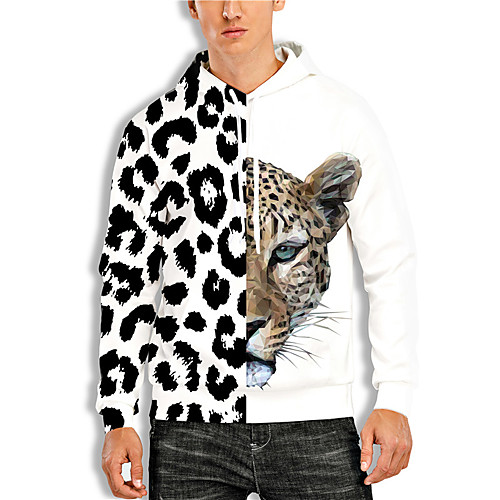 

Men's Pullover Hoodie Sweatshirt Leopard Graphic Prints Print Hooded Daily Sports 3D Print 3D Print Casual Hoodies Sweatshirts Long Sleeve Black