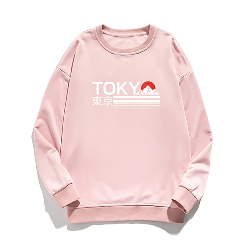 

Women's Hoodie Sweatshirt Letter Print Daily Other Prints Basic Hoodies Sweatshirts Loose Blue Blushing Pink White