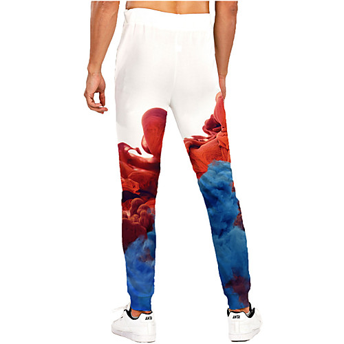 

Men's Sporty Casual / Sporty Breathable Quick Dry Sports Daily Holiday Pants Sweatpants Trousers Pants Graphic Graphic Prints Full Length Print White