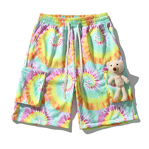 

Cartoon Casual / Sporty Men's Shorts Daily Holiday Pants Short Bear Drawstring Pocket Print Rainbow