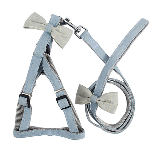 

Dog Cat Harness Training Leash Harness Leash Set Adjustable Breathable Escape Proof Outdoor Walking Bowknot Nylon Small Dog Blue Pink Gray Coffee