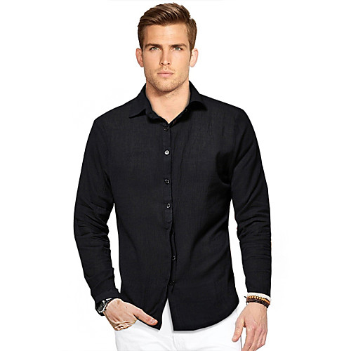 

Men's Shirt Solid Colored Long Sleeve Daily Tops Casual / Daily Office / Business Blue Army Green White / Beach