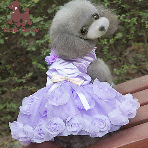 

Dog Dress Puppy Clothes Floral / Botanical Wedding Wedding Party Dog Clothes Puppy Clothes Dog Outfits Purple Fuchsia Costume for Girl and Boy Dog Polyster XS S M L XL XXL