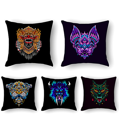 

Cushion Cover 5PCS Linen Soft Print Square Throw Pillow Cover Cushion Case Pillowcase for Sofa Bedroom 45 x 45 cm (18 x 18 Inch) Superior Quality Mashine Washable