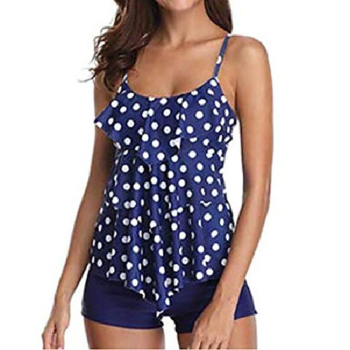 

Women's Swimwear Swimsuit Dot Wine Blue dot Black leaves Red leaves Vintage flowers Swimwear Bathing Suits Casual