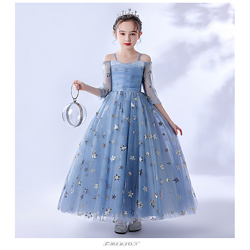 

Princess Ankle Length Junior Bridesmaid Dress Wedding Tulle Spaghetti Strap with Pleats