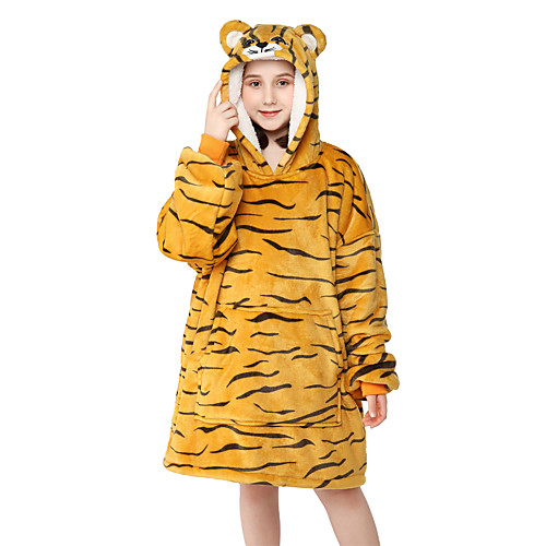 

Kid's Kigurumi Pajamas Tiger Onesie Pajamas Flannel Fabric Yellow Cosplay For Boys and Girls Animal Sleepwear Cartoon Festival / Holiday Costumes