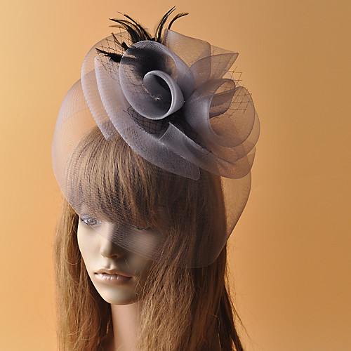 

Elegant Retro Tulle Fascinators with Feather / Hollow-out 1 Piece Special Occasion / Party / Evening Headpiece