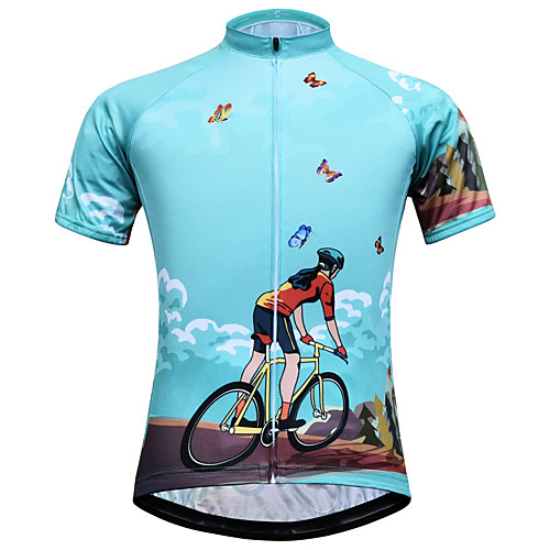 

21Grams Women's Short Sleeve Cycling Jersey Summer Spandex Polyester Blue Butterfly Bike Jersey Top Mountain Bike MTB Road Bike Cycling Quick Dry Moisture Wicking Breathable Sports Clothing Apparel