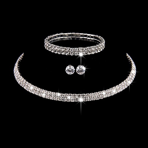 

Women's Jewelry Set Elegant Classic Rhinestone Earrings Jewelry Silver For Wedding Anniversary Party Evening 1 set