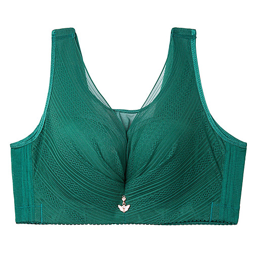 

Women's Plus Size Bra Wireless Full Coverage Lace Textured Blue
