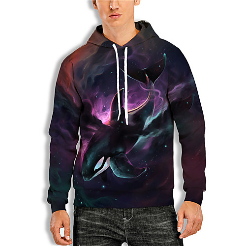

Men's Pullover Hoodie Sweatshirt Graphic Prints Animal Print Hooded Daily Sports 3D Print 3D Print Casual Hoodies Sweatshirts Long Sleeve Black