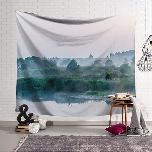 

Wall Tapestry Art Decor Blanket Curtain Hanging Home Bedroom Living Room Decoration Polyester River Mist Tree