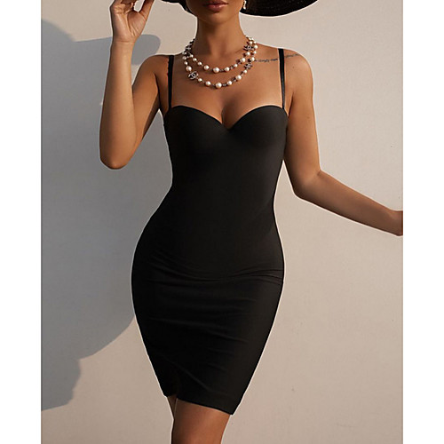 

Women's Strap Dress Short Mini Dress Black Sleeveless Solid Color Summer cold shoulder Casual Sexy 2021 S M L