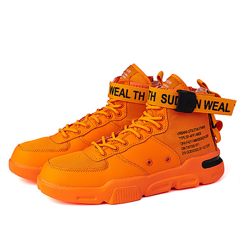 

Men's Sneakers Skate Shoes Business Athletic Basketball Shoes Fitness & Cross Training Shoes Faux Leather Tissage Volant Breathable Non-slipping Height-increasing Mid-Calf Boots White Yellow Orange