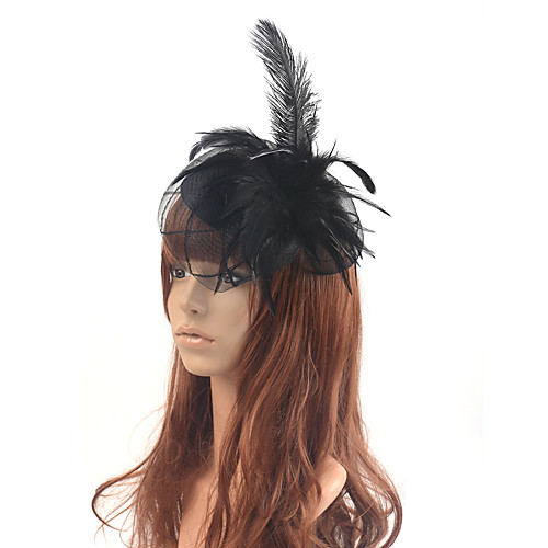 

Retro Wedding Tulle / Feather Fascinators with Feather / Trim 1 Piece Special Occasion / Party / Evening Headpiece