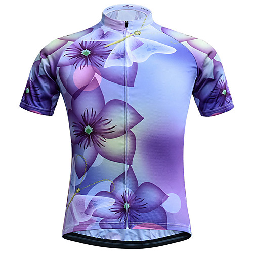 

21Grams Women's Short Sleeve Cycling Jersey Spandex Purple Floral Botanical Bike Top Mountain Bike MTB Road Bike Cycling Breathable Sports Clothing Apparel / Stretchy / Athleisure