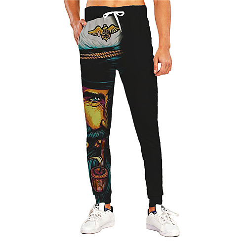 

Men's Casual Athleisure Outdoor Sports Daily Sports Pants Sweatpants Trousers Pants Graphic Prints Full Length Drawstring Print Black