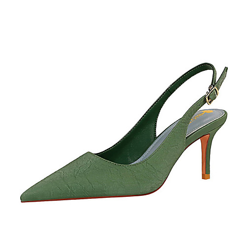 

Women's Heels Stiletto Heel Pointed Toe PU Buckle Solid Colored White Black Green