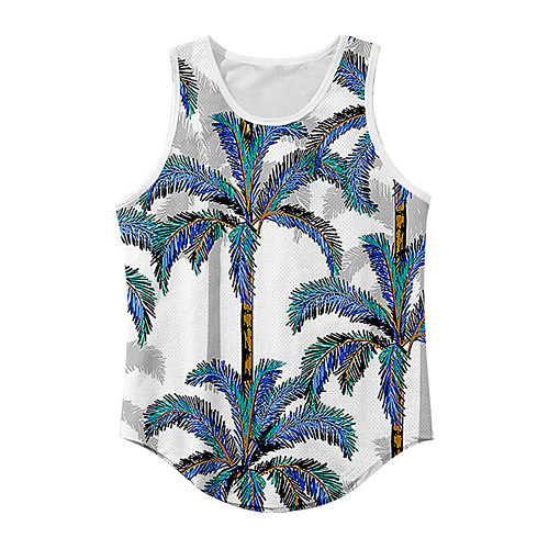 

Men's Vest T shirt 3D Print Graphic Prints Tree 3D Print Sleeveless Daily Tops Basic Casual White