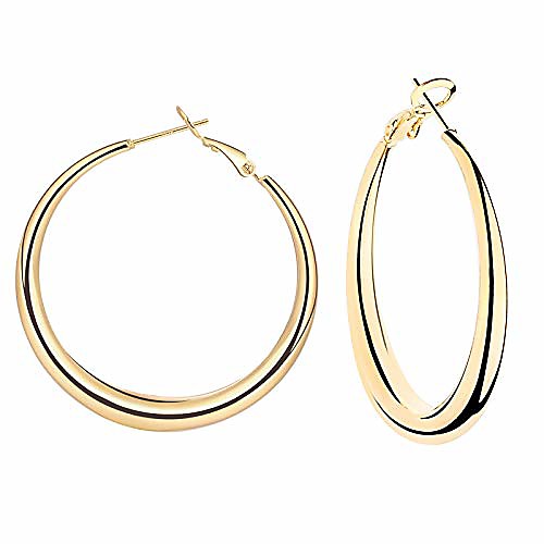 

thick gold hoop earring gold plated large hoop earrings lightweight gold hoop earrings for women girls 925 sterling silver post