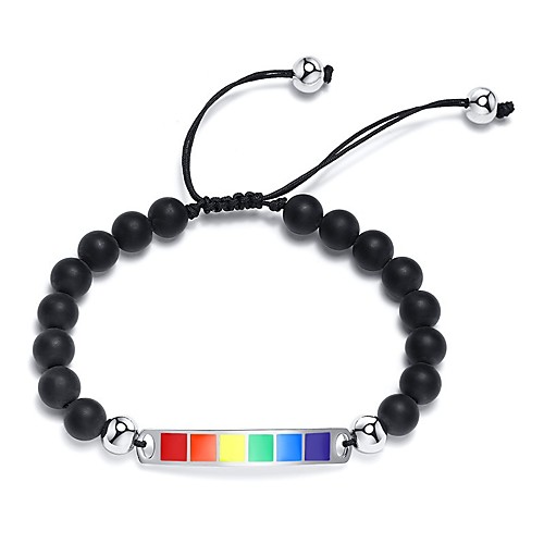 

Bead Bracelet Beads Rainbow Simple Stone Bracelet Jewelry White beads / Black beads For Gift