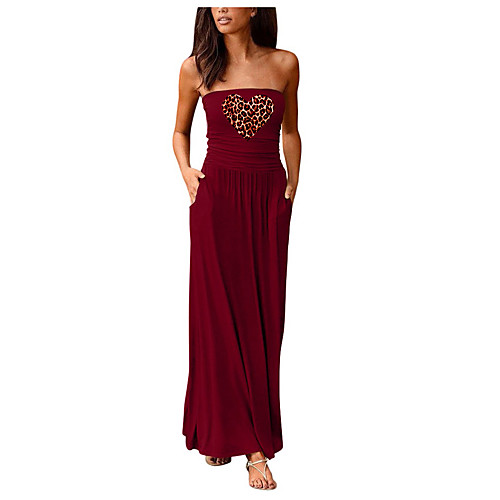 

Women's Sheath Dress Maxi long Dress Purple Wine Army Green Dusty Rose Green Royal Blue Black Dark Gray Red Navy Blue Sleeveless Print Summer Strapless Formal 2021 S M L XL XXL
