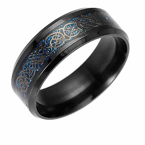 

mersdw deal rings european and american fashion jewelry stainless steel golden dragon rings dragon ring set with silver gold dragon piece stainless steel rings jewelry (black, 6)