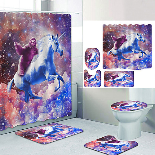 

Bathroom Shower Curtain & Mat Set Modern Polyester New Design