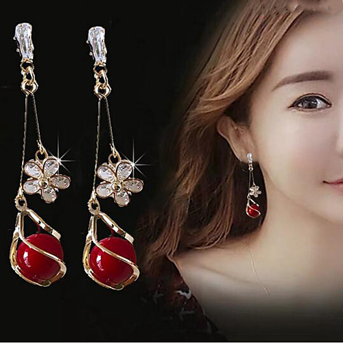 

Women's Cubic Zirconia Drop Earrings Dangle Earrings Tassel Fringe Stylish Imitation Diamond Earrings Jewelry Red For Date Festival 1 Pair