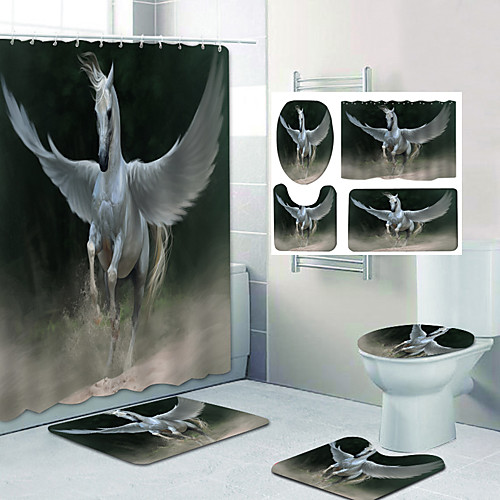 

Shower Curtain & Mat Set Bathroom Polyester Classic Waterproof
