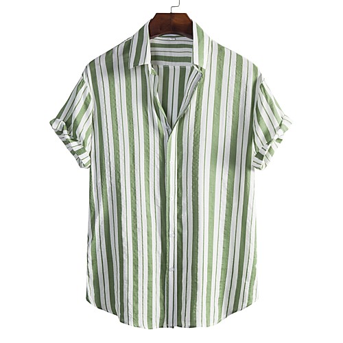 

Men's Shirt Other Prints Letter Animal collared shirts Print Short Sleeve Daily Tops Beach Boho Button Down Collar Green