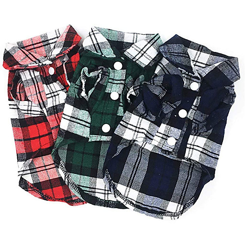 

Patch Madras Shirt for Dogs Made of 100% Cotton Flannel Pet Party Outfits, Holiday, Cute, Summer, Birthday, Apparel for Small, Medium and Large Dogs-Navy