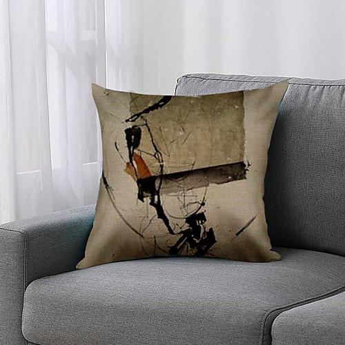 

Double Side 1 Pc Art Deco Cushion Cover Print 45x45cm Faux Linen for Sofa Bedroom