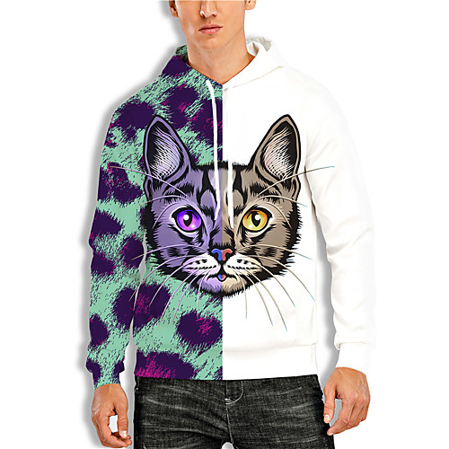 

Men's Pullover Hoodie Sweatshirt Leopard Graphic Prints Print Hooded Daily Sports 3D Print 3D Print Casual Hoodies Sweatshirts Long Sleeve White