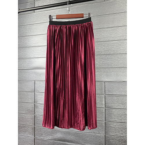 

Women's Daily Elegant Skirts Solid Colored Pleated White Black Wine