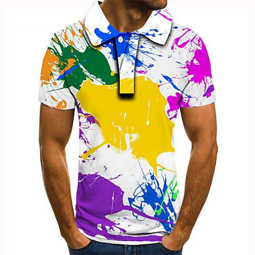 

Men's Golf Shirt Tennis Shirt 3D Print Graffiti 3D Print Print Short Sleeve Casual Tops Casual Fashion White