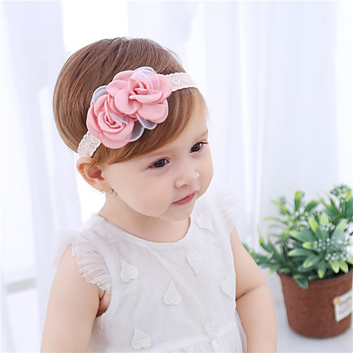 

Girls' For Birthday Party Festival Lace Flower Fabric Blushing Pink 1pc