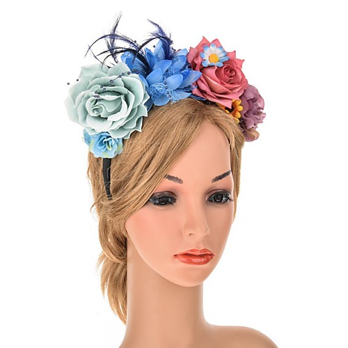 

Bohemian Retro Fabric Headpiece with Feather / Floral 1 Piece Special Occasion / Party / Evening Headpiece