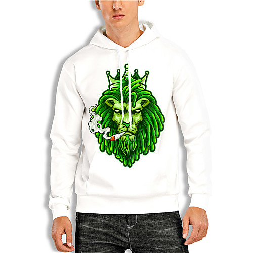 

Men's Pullover Hoodie Sweatshirt Graphic Prints Lion Print Hooded Daily Sports 3D Print 3D Print Casual Hoodies Sweatshirts Long Sleeve White