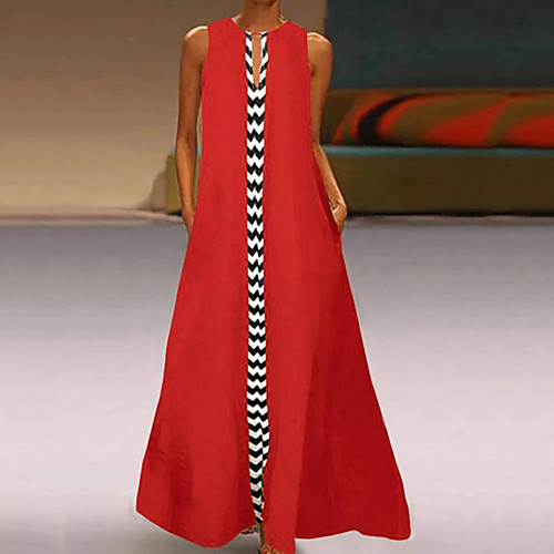

Women's Shift Dress Midi Dress Black Red Sleeveless Solid Color Fall Summer Elegant 2021 S M L XL XXL