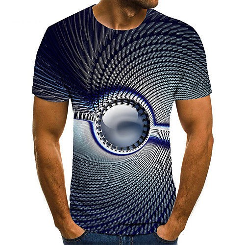 

Men's T shirt 3D Print Geometric 3D Print Print Short Sleeve Casual Tops Casual Fashion Black / White