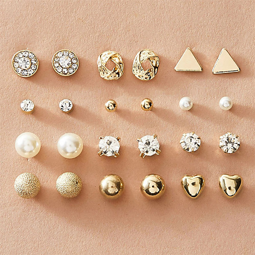 

Women's Stud Earrings Earrings Earrings Set Fashion European Imitation Pearl Imitation Diamond Earrings Jewelry Silver / Gold For 12 Pairs