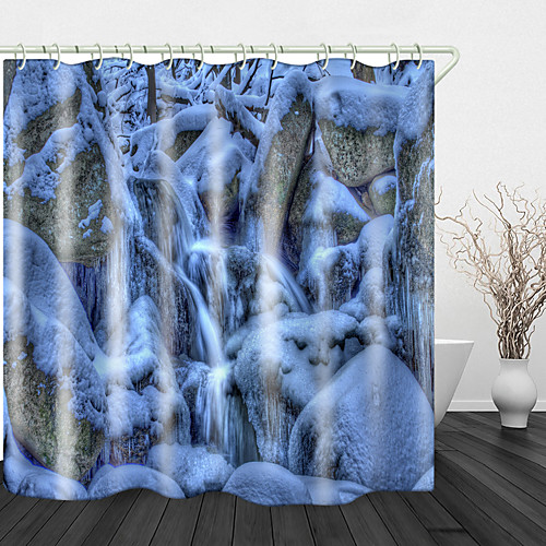 

Beautiful Snow Scene Print Waterproof Fabric Shower Curtain for Bathroom Home Decor Covered Bathtub Curtains Liner Includes with Hooks 72 Inch