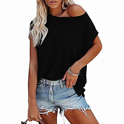 

pinup angel black women off shoulder cap sleeve top loose casual summer beach blouse shirt cover up