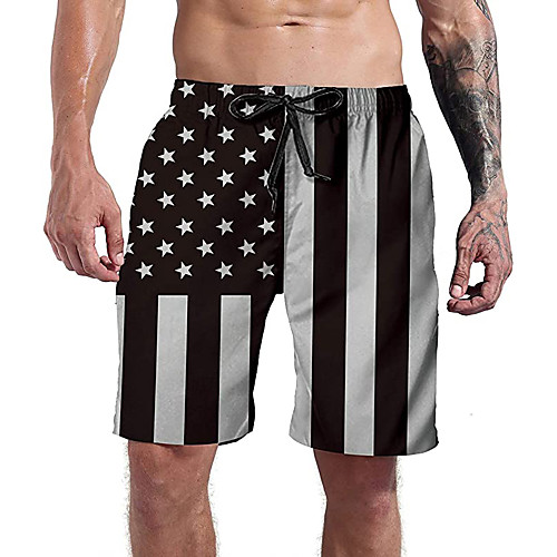 

Men's Casual Athleisure Daily Holiday Shorts Pants Stripe 3D Print Short Drawstring Pocket Elastic Drawstring Design 1 2 3